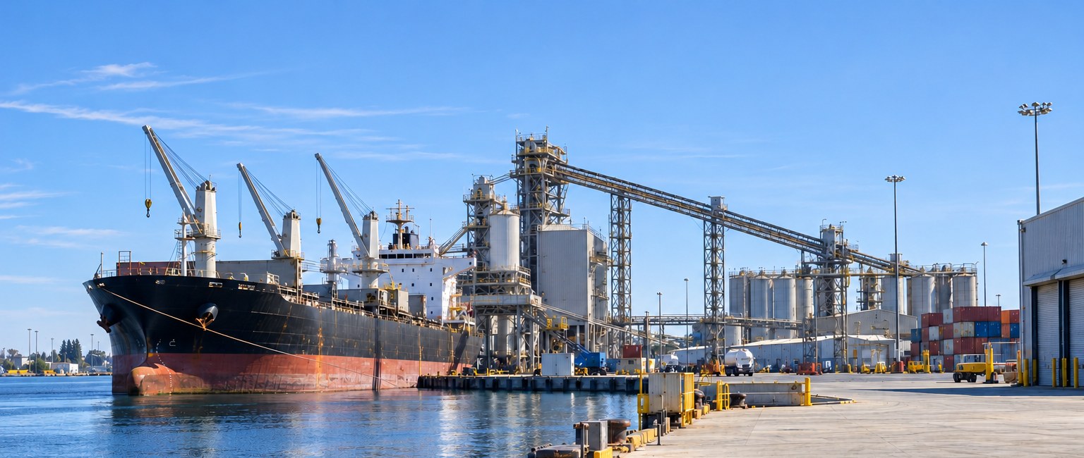 Bulk carrier at a Port of Stockton dock